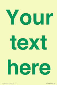 Custom blank information sign. Green text, plain background